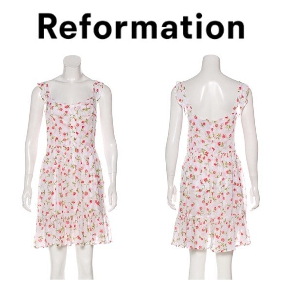 Reformation floral rose print mini dress 10 - Picture 1 of 5